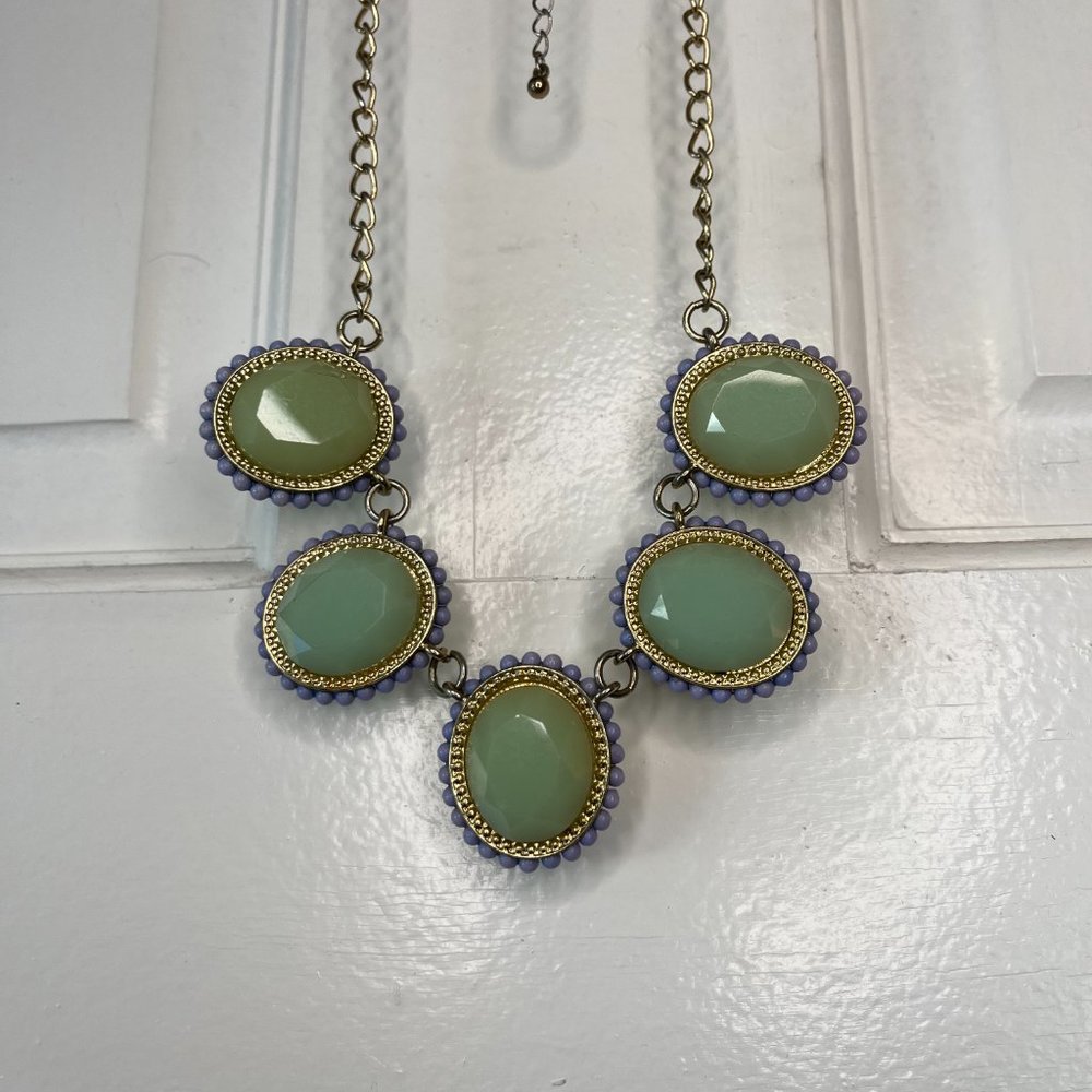 Francescas Statement Necklace- turquoise Stones with gold & lavender accents - Picture 7 of 14